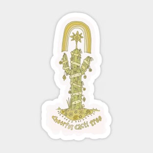 cheerful cacti christmas tree // retro art by surfy birdy Sticker